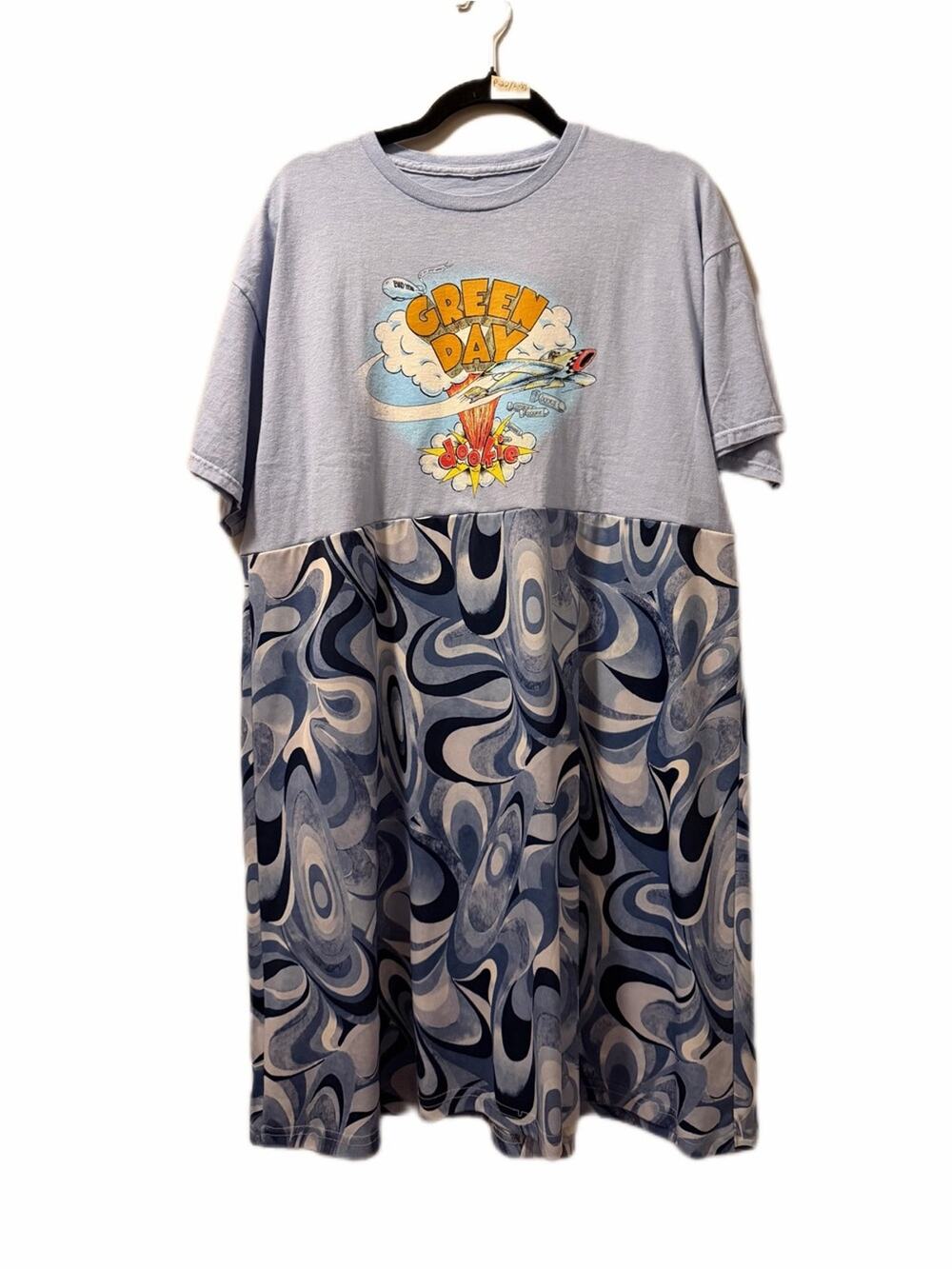Green Day Dookie dress upcycle blue swirl